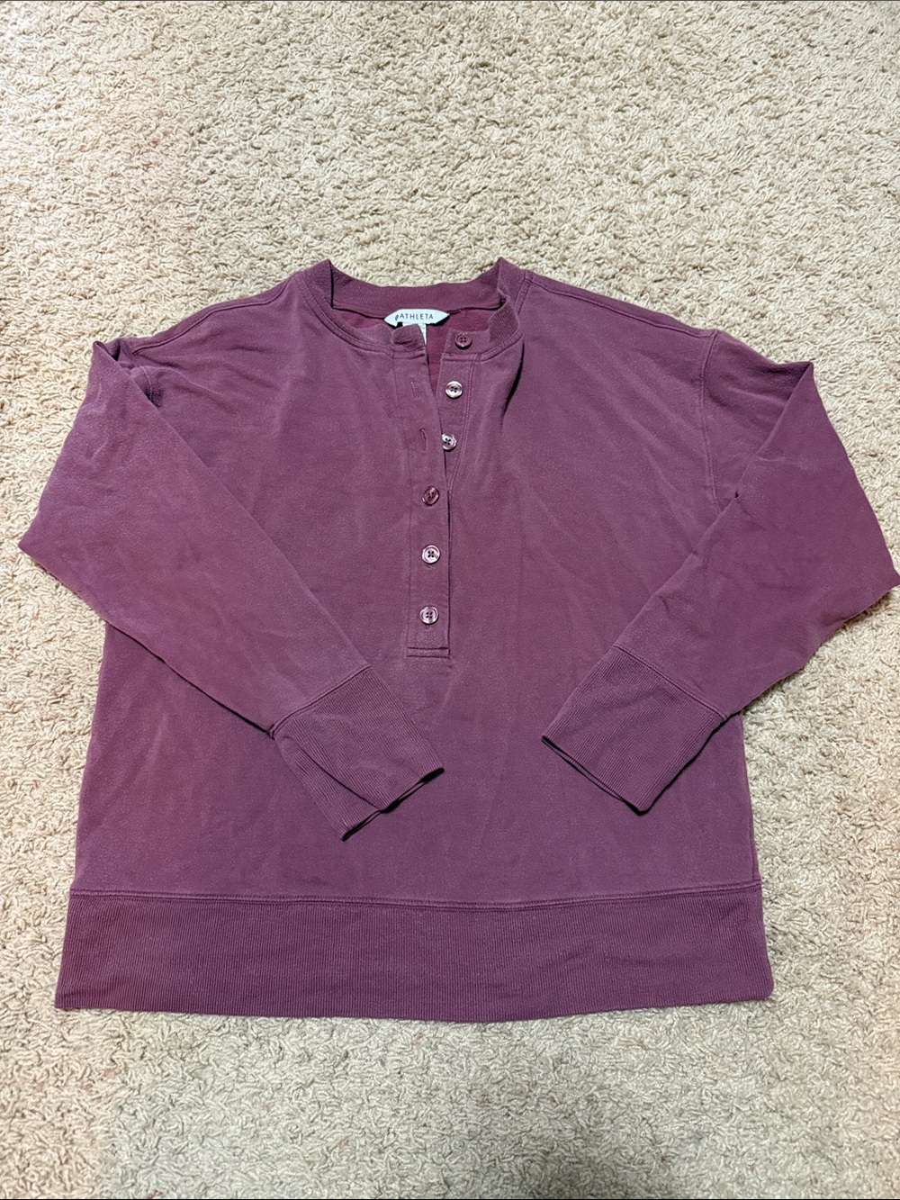 Athleta Wine Button-Front Henley